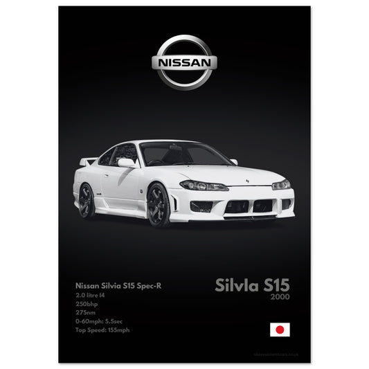 Nissan Silvia S15 Poster - Monochrome Collection