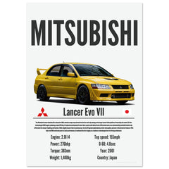 032 Mitsubishi Lancer Evo VII Poster - Precision Collection