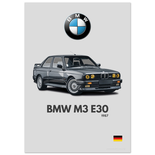 BMW M3 E30 Poster - Minimalist Collection