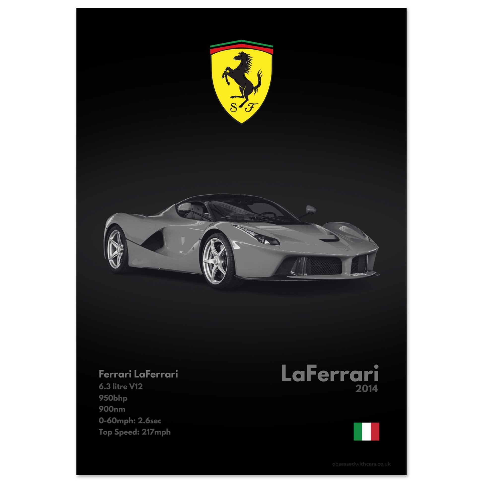 Ferrari LaFerrari Poster - Monochrome Collection