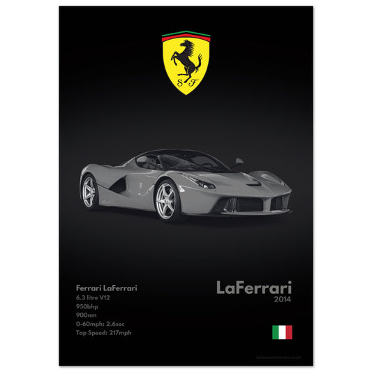 Ferrari LaFerrari Poster - Monochrome Collection