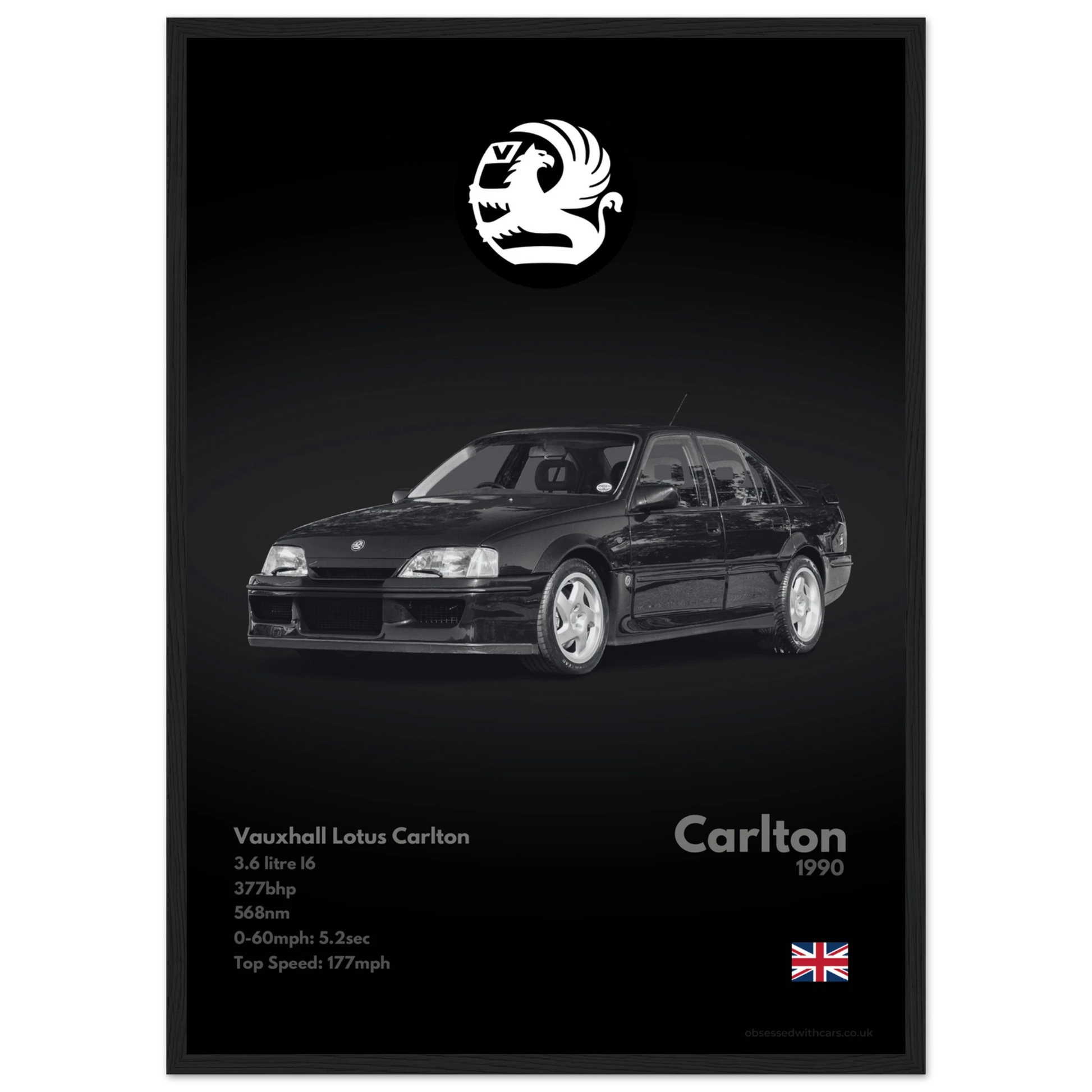 Vauxhall Lotus Carlton Poster - Monochrome Collection