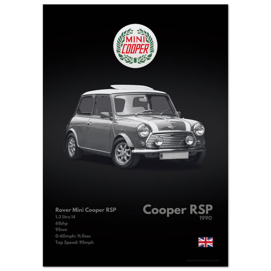 Rover Mini Cooper RSP Poster - Monochrome Collection