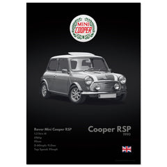 097 Rover Mini Cooper RSP Poster - Monochrome Collection