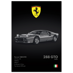 250 Ferrari 288 GTO Poster - Monochrome Collection