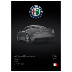 360 Alfa Romeo 8C Competizione Poster - Monochrome Collection