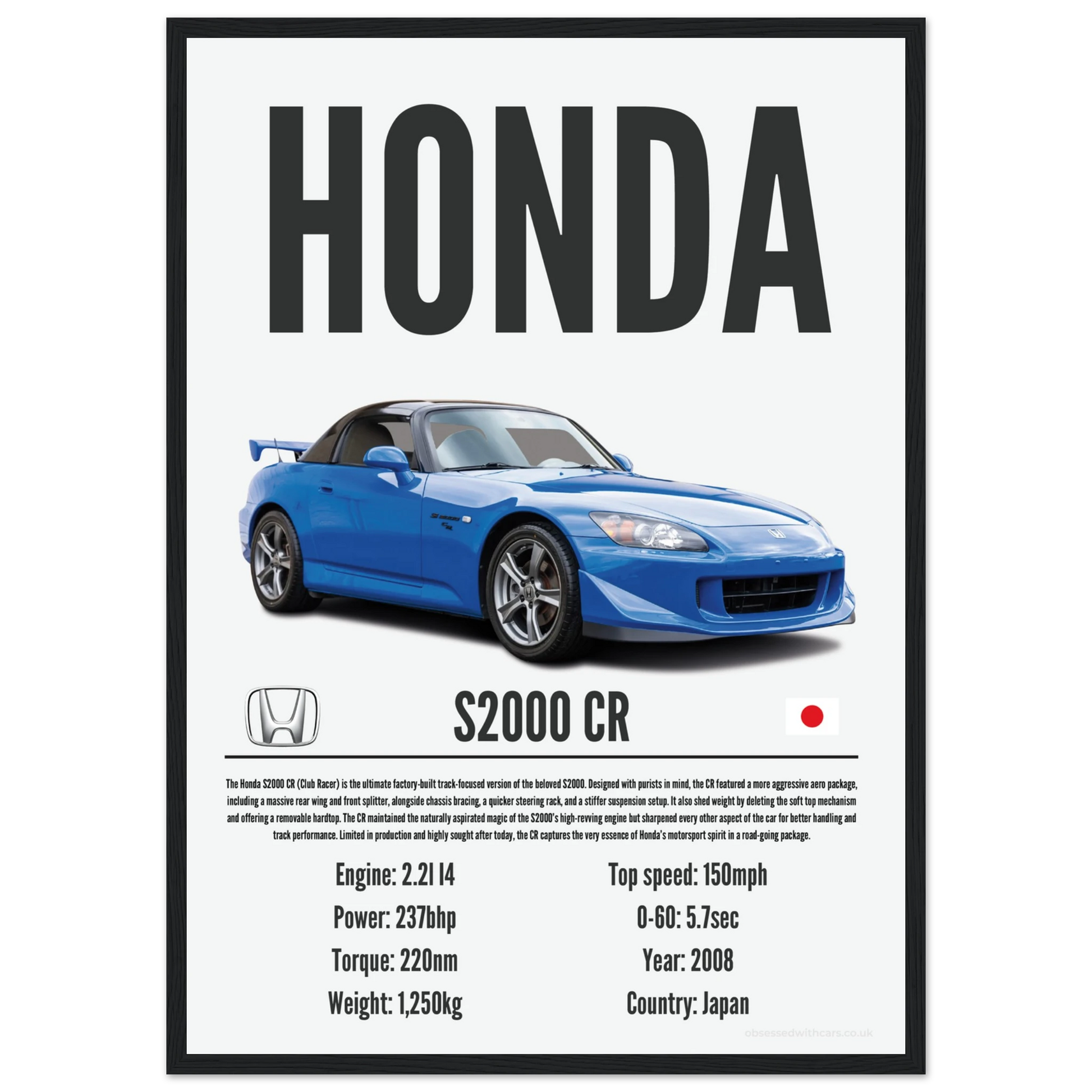 Honda S2000 CR Poster - Precision Collection