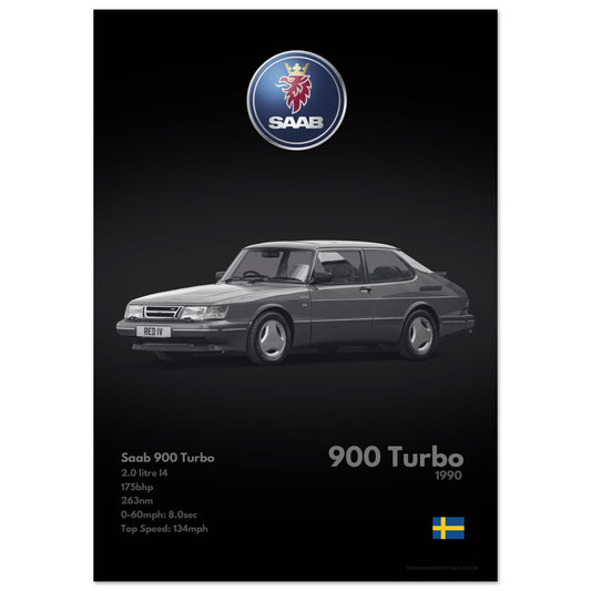Saab 900 Turbo Poster - Monochrome Collection