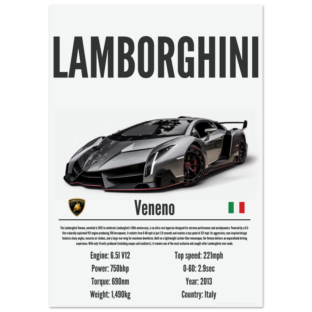 170 Lamborghini Veneno Poster - Precision Collection