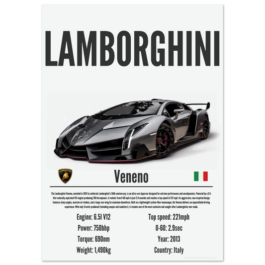 Lamborghini Veneno Poster - Precision Collection