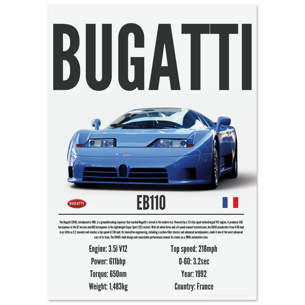 280 Bugatti EB110 Poster - Precision Collection