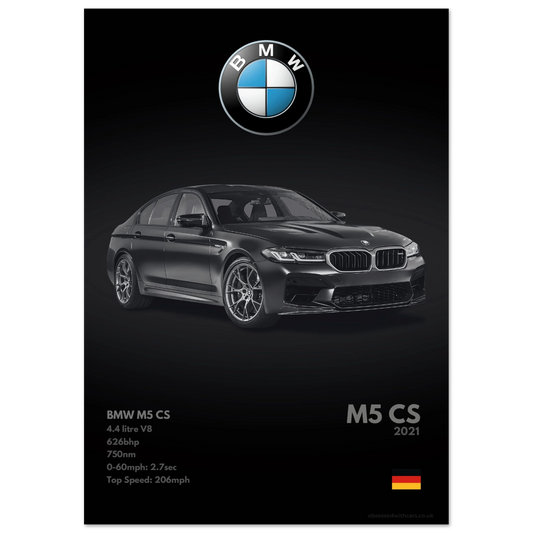 BMW M5 CS Poster - Monochrome Collection