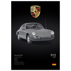368 Porsche 912 Poster - Monochrome Collection