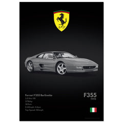 216 Ferrari F355 Berlinetta Poster - Monochrome Collection