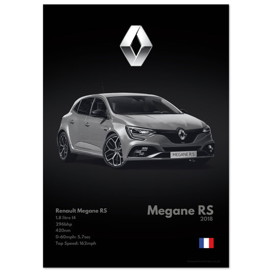 Renault Megane RS Poster - Monochrome Collection