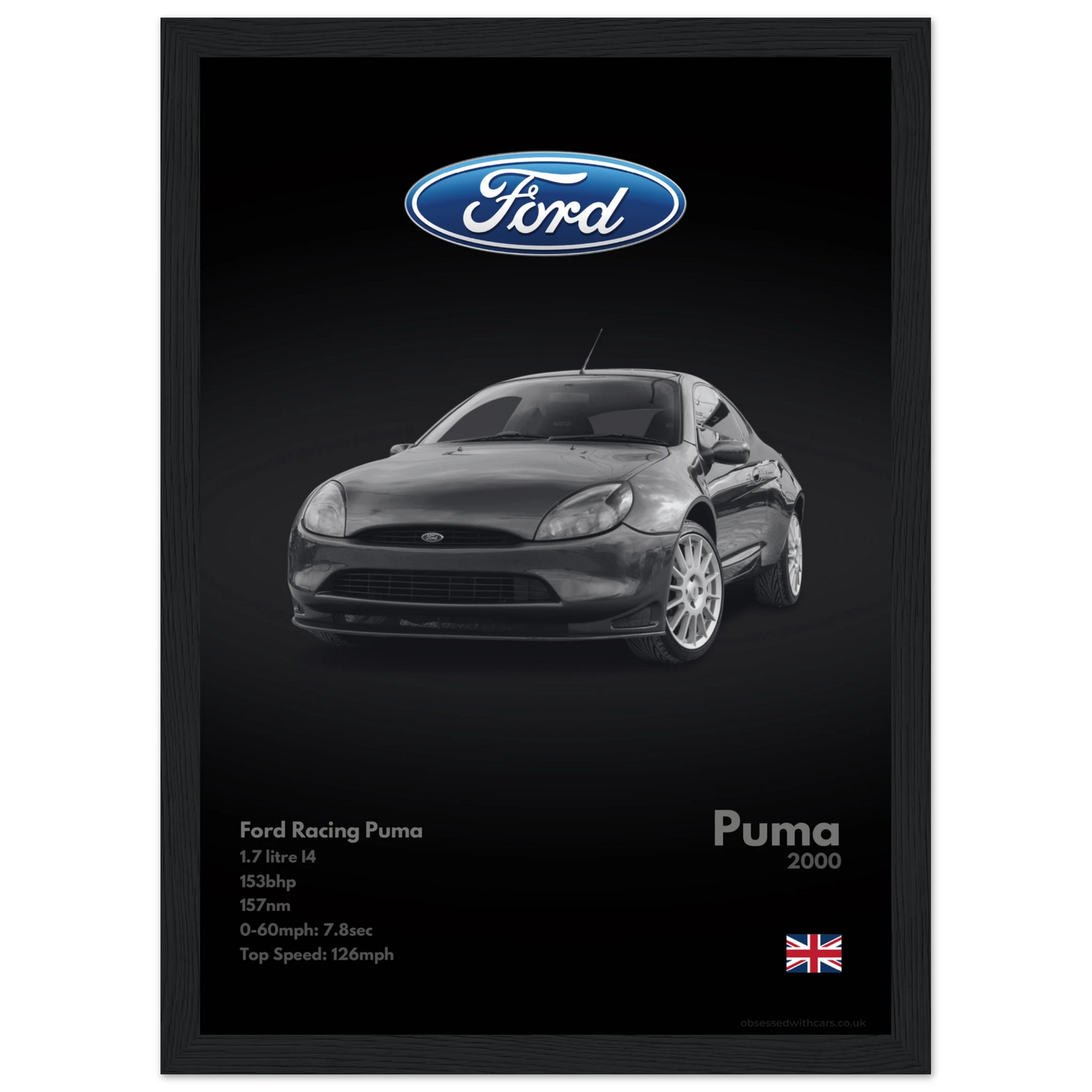 Ford Racing Puma Poster - Monochrome Collection