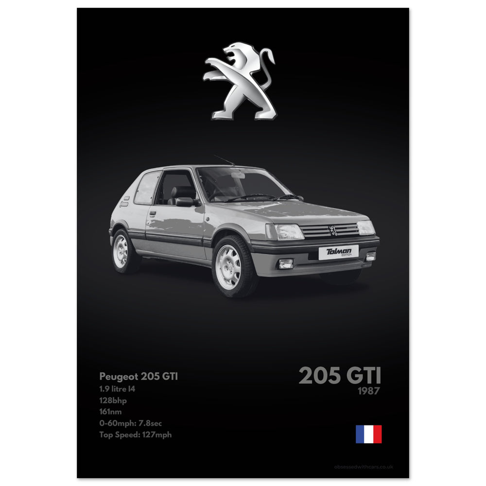 214 Peugeot 205 GTI Poster - Monochrome Collection