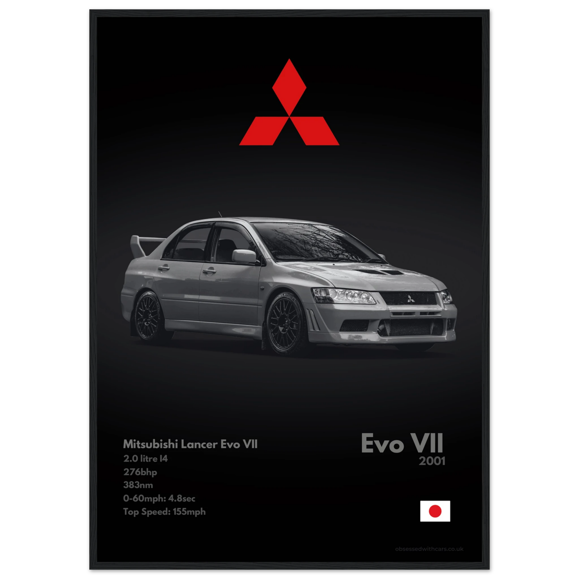 Mitsubishi Lancer Evo VII Poster - Monochrome Collection