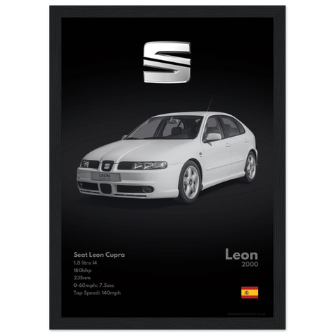 096 Seat Leon Cupra Poster - Monochrome Collection