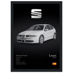 096 Seat Leon Cupra Poster - Monochrome Collection