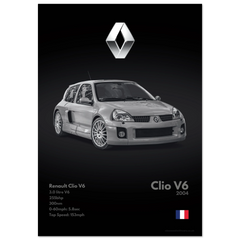182 Renault Clio V6 Poster - Monochrome Collection