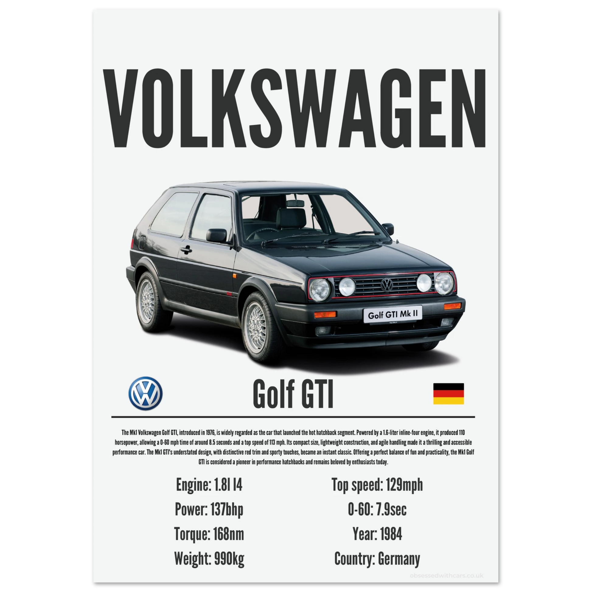 Volkswagen Golf GTI Poster - Precision Collection