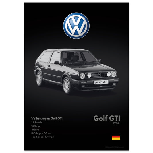 Volkswagen Golf GTI Poster - Monochrome Collection