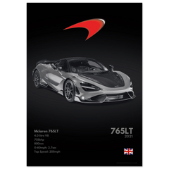 091 Mclaren 765LT Poster - Monochrome Collection